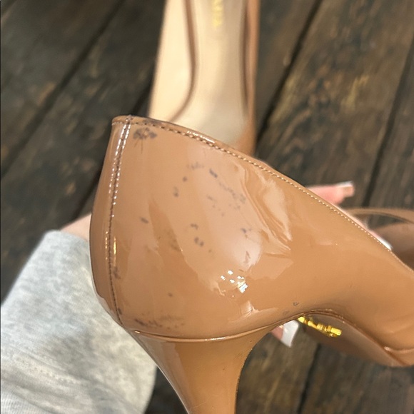 Prada Women's Nude Peep-Toe Heels - Picture 4 of 9